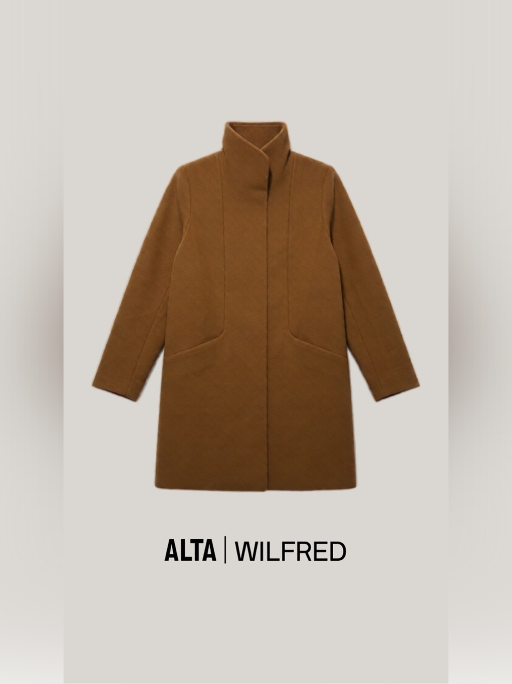 Wilfred Camel Stand-Collar Wool-Cashmere Cocoon Coat